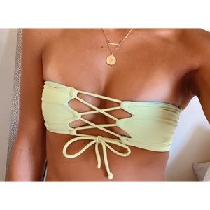 Strapless tie up bikini top